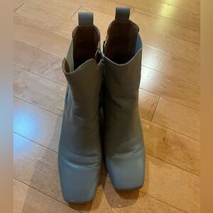 Franco Sarto Waxton Square Toe Ankle Bootie in Gray Leather